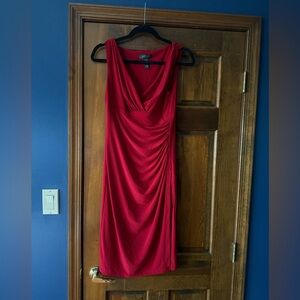 Lauren Ralph Lauren Red Draped Midi Dress
